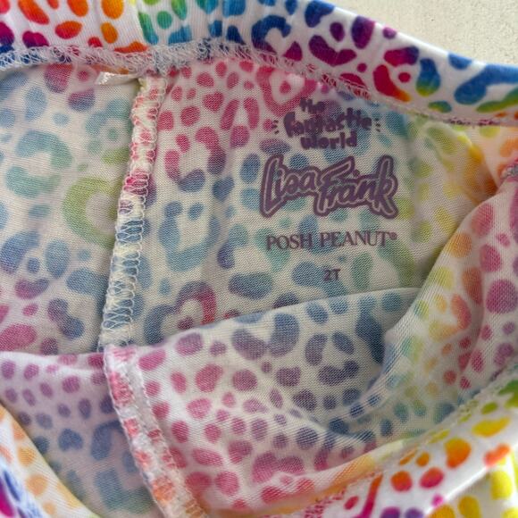 Posh Peanut Lisa Frank Rainbow Leopard Ruffle Bottom Cha Cha Leggings Size 2T - Picture 4 of 4